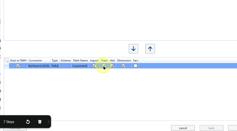 Object classifications, with Import selected and the pointer over Trans