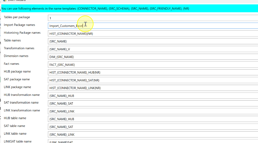 An example import package name before completion