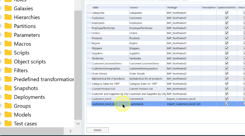 Locate the created import in the Imports list