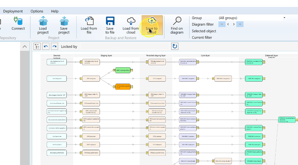 Save workflow: the Save to cloud command on the File ribbon