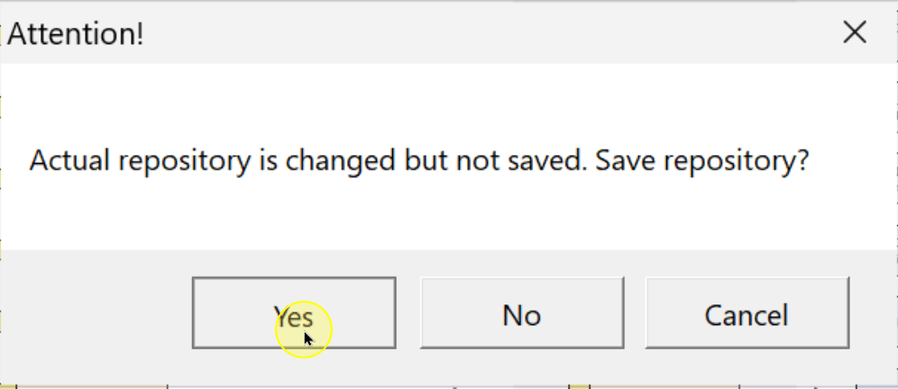 Load workflow: the prompt to save changes to the current repository