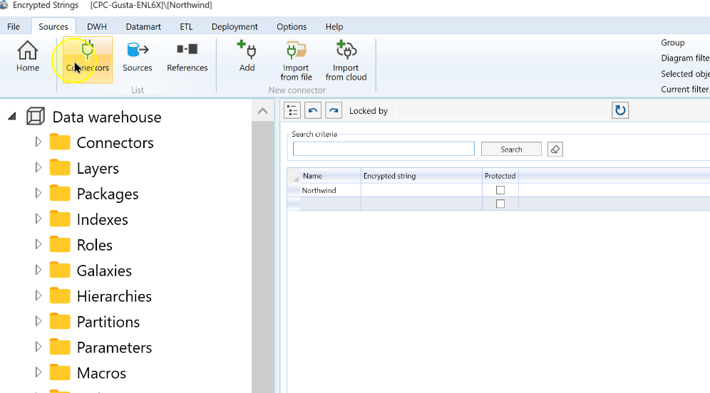 Open the Connectors list from the Sources ribbon