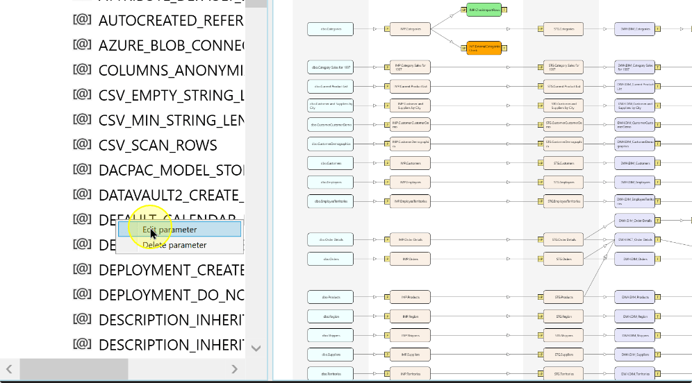Choose Edit parameter from the parameter context menu