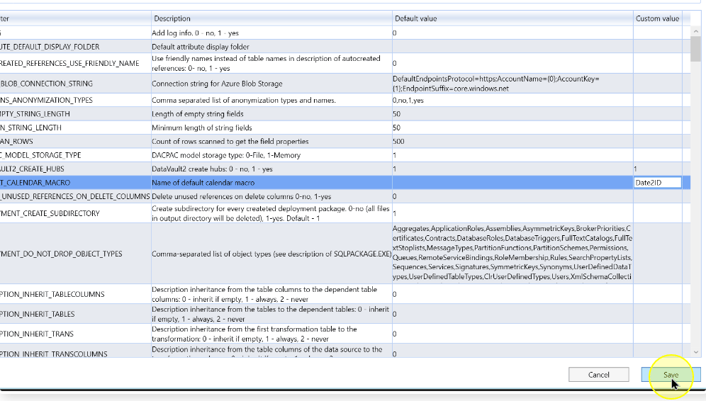 Save the custom parameter value
