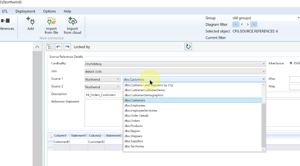 Choose the Source 1 table from the available sources