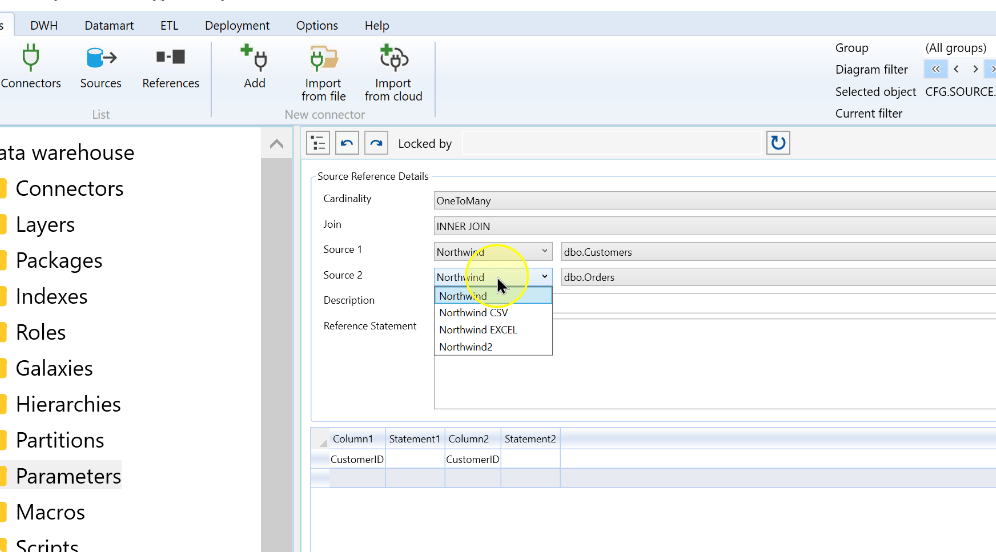 Choose the connector for Source 2