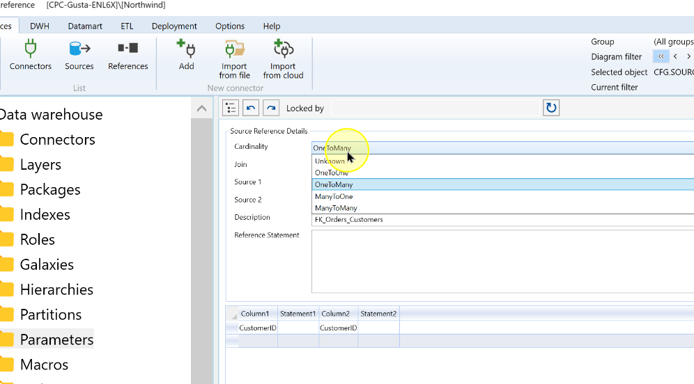 Review the source-reference cardinality options