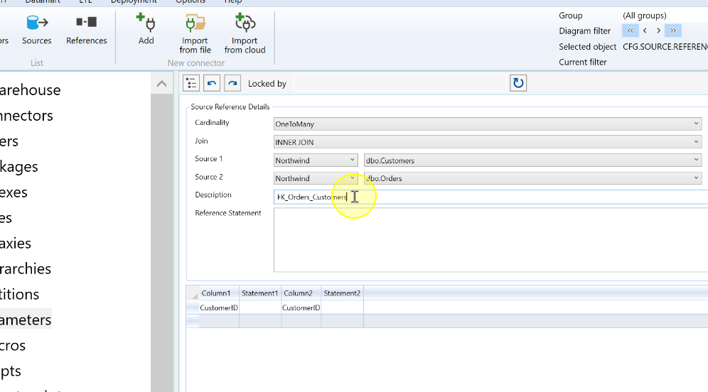 The description field labels the source reference