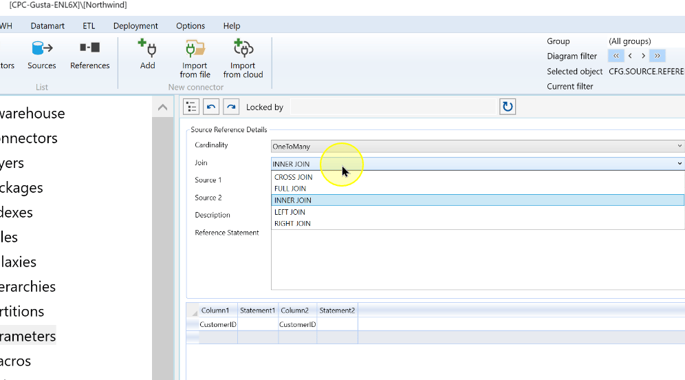 Choose the join behavior for the source reference