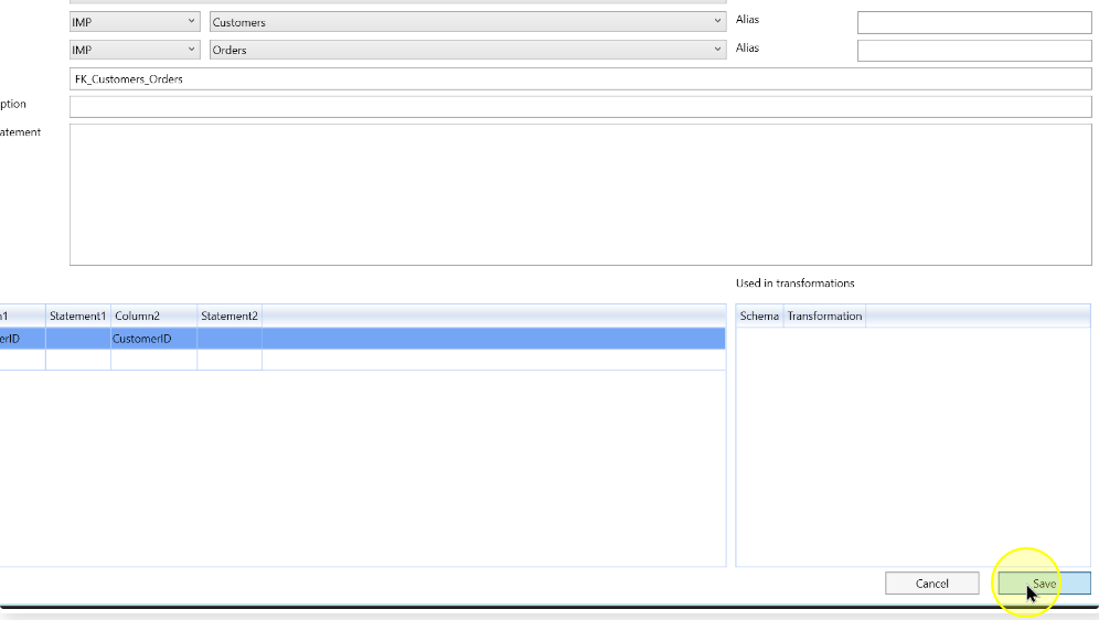 Save the new table-reference definition