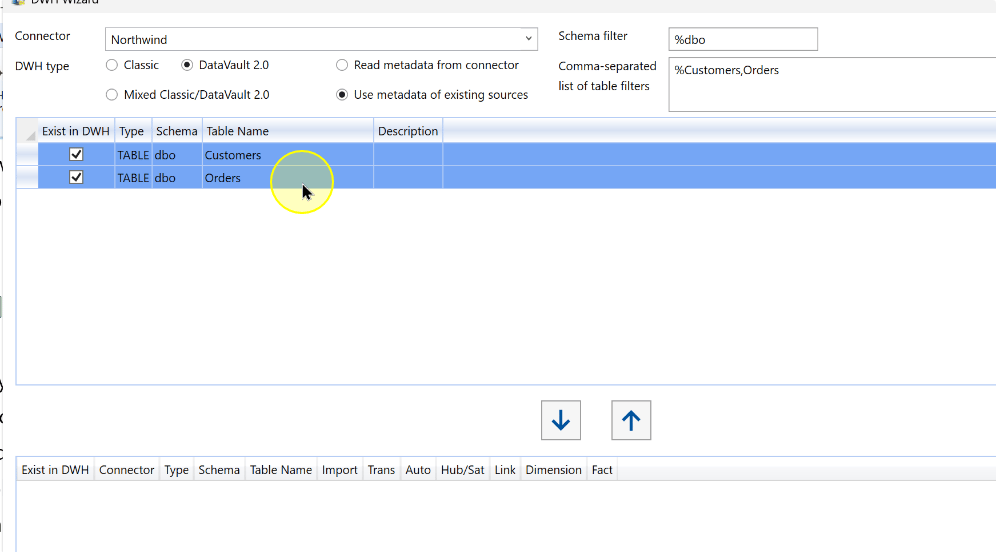 Select the filtered source objects