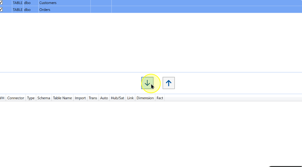Move the selected objects into the configuration list