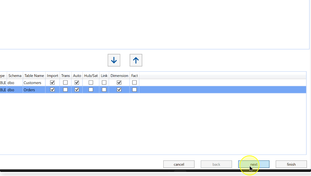 Continue after reviewing the object-generation choices
