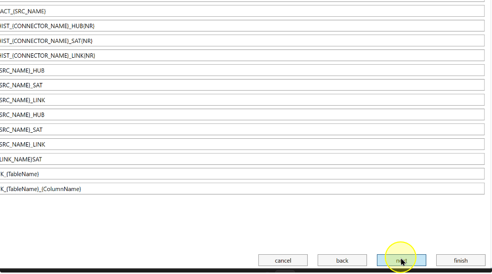Continue from the naming page