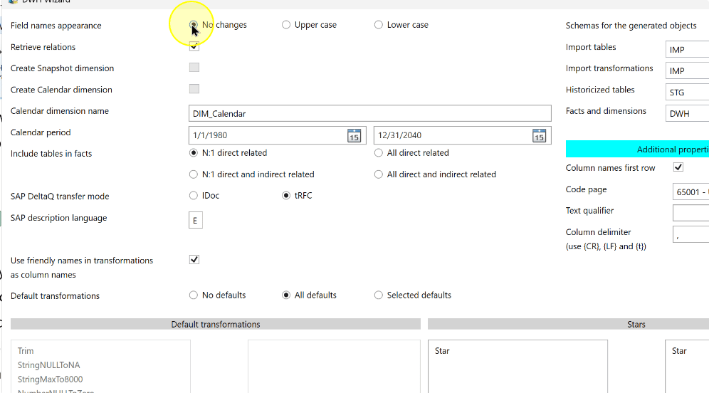 Review field-name appearance and generated-object schema settings