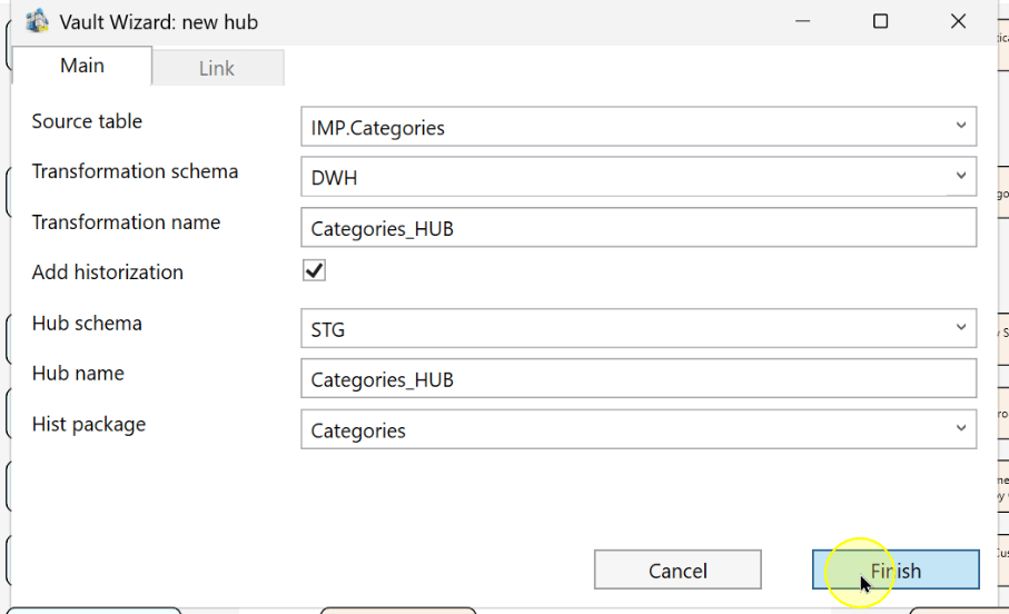 Finish the new-hub wizard