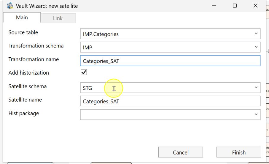 Set the satellite schema