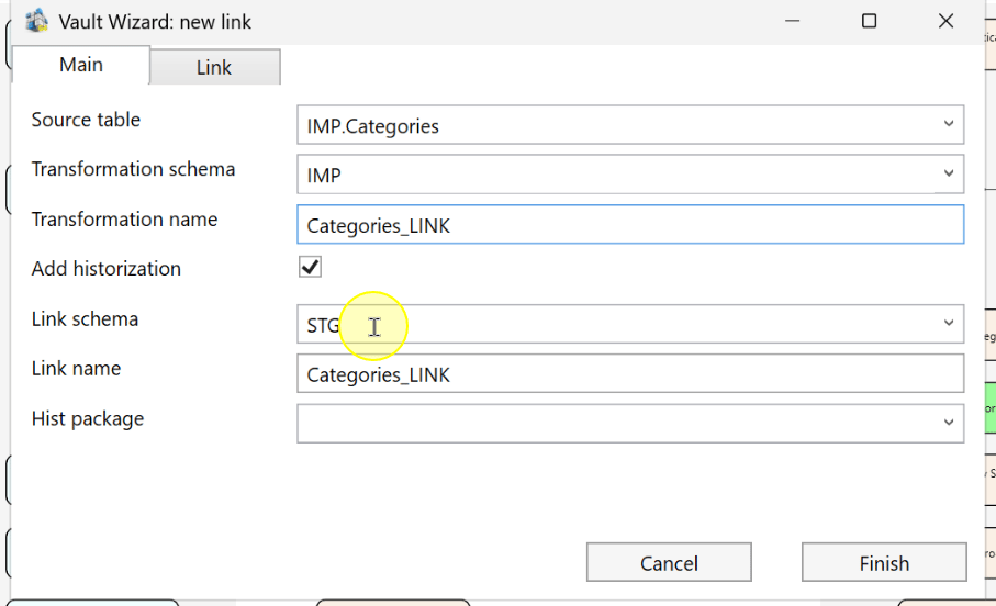 Set the link schema