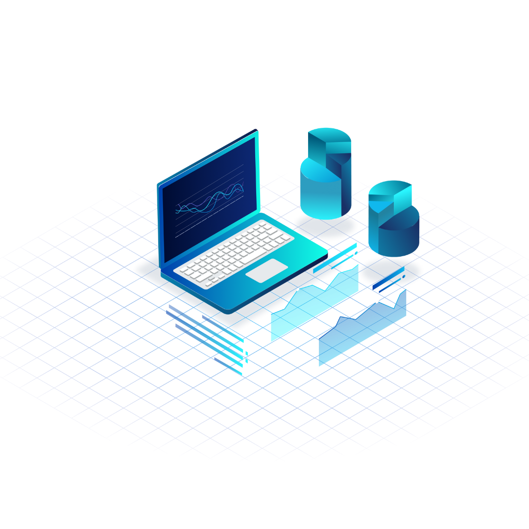 laptop + diagram illustraion
