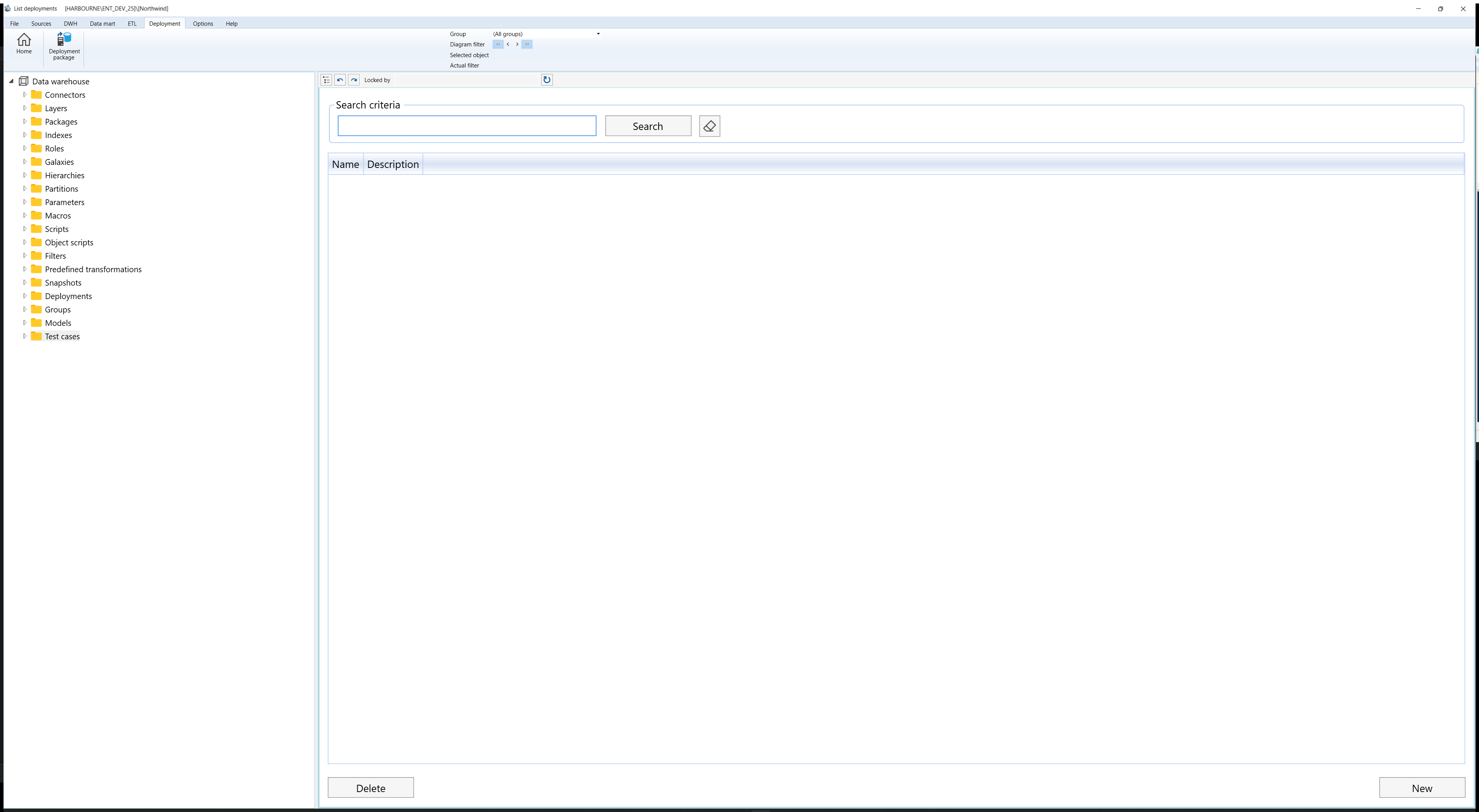 User Interface - Lists - Deployments screen overview