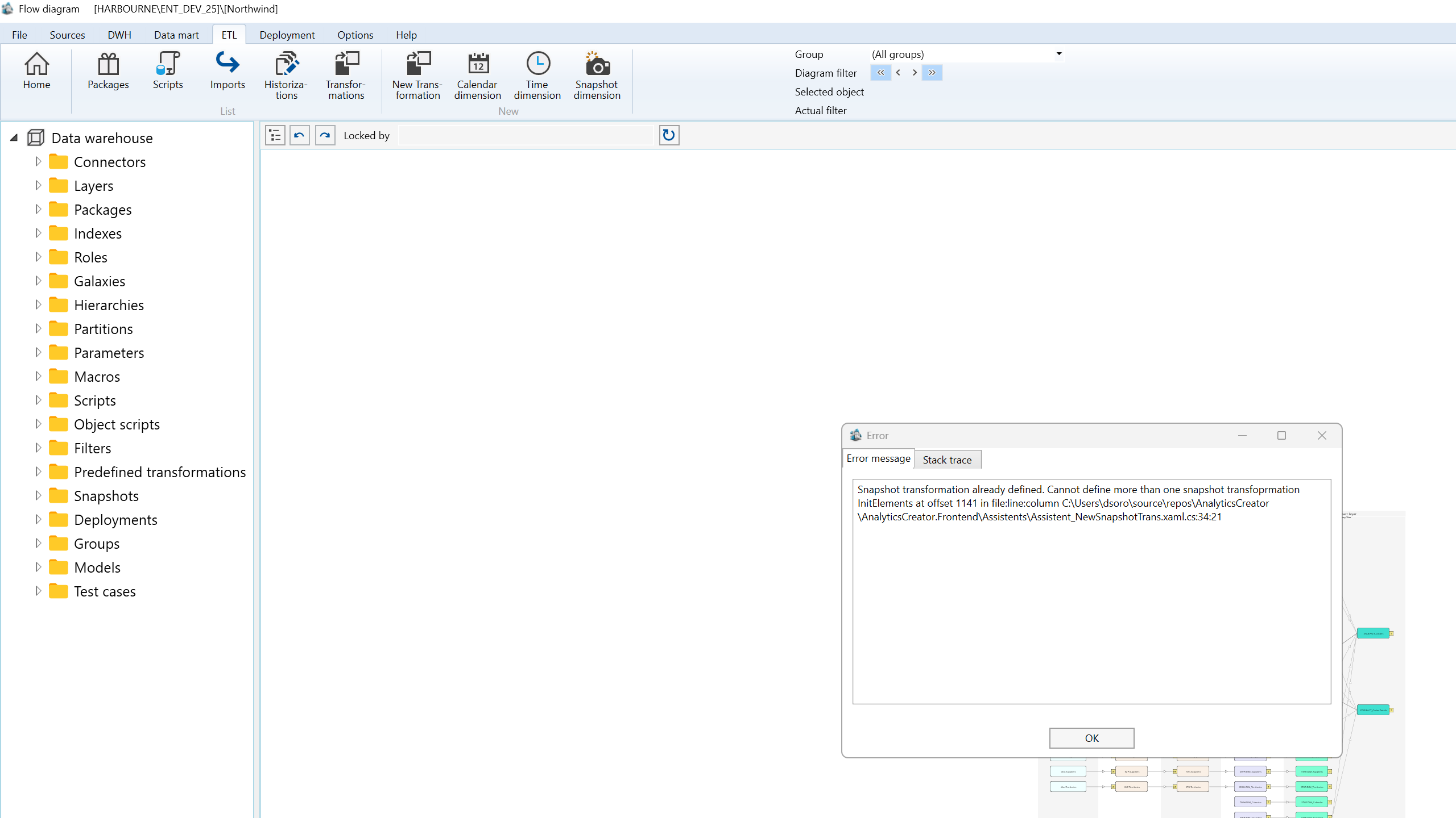 User Interface - Wizards - Create snapshot dimension screen overview