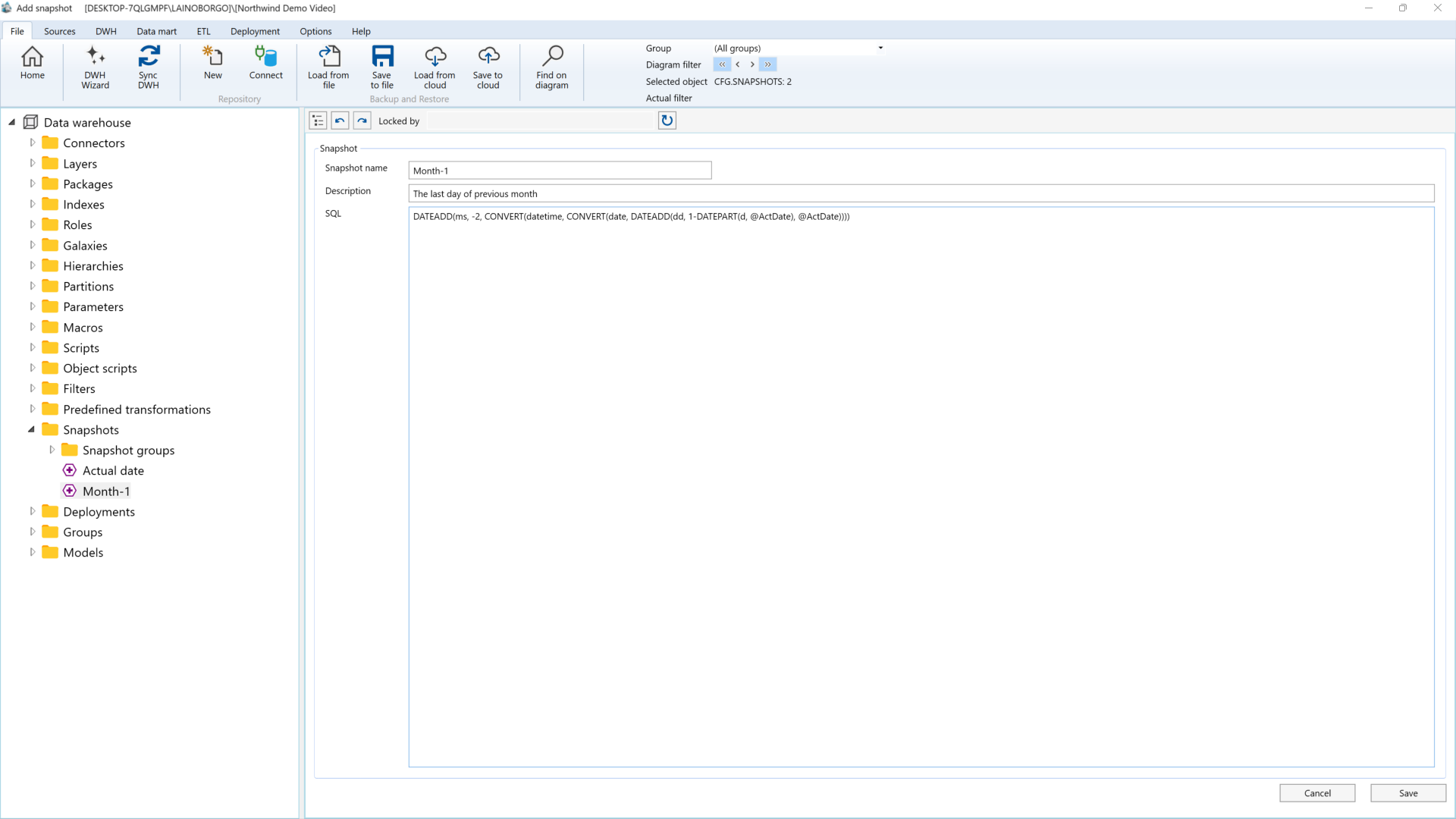 AnalyticsCreator Predefined Transformation