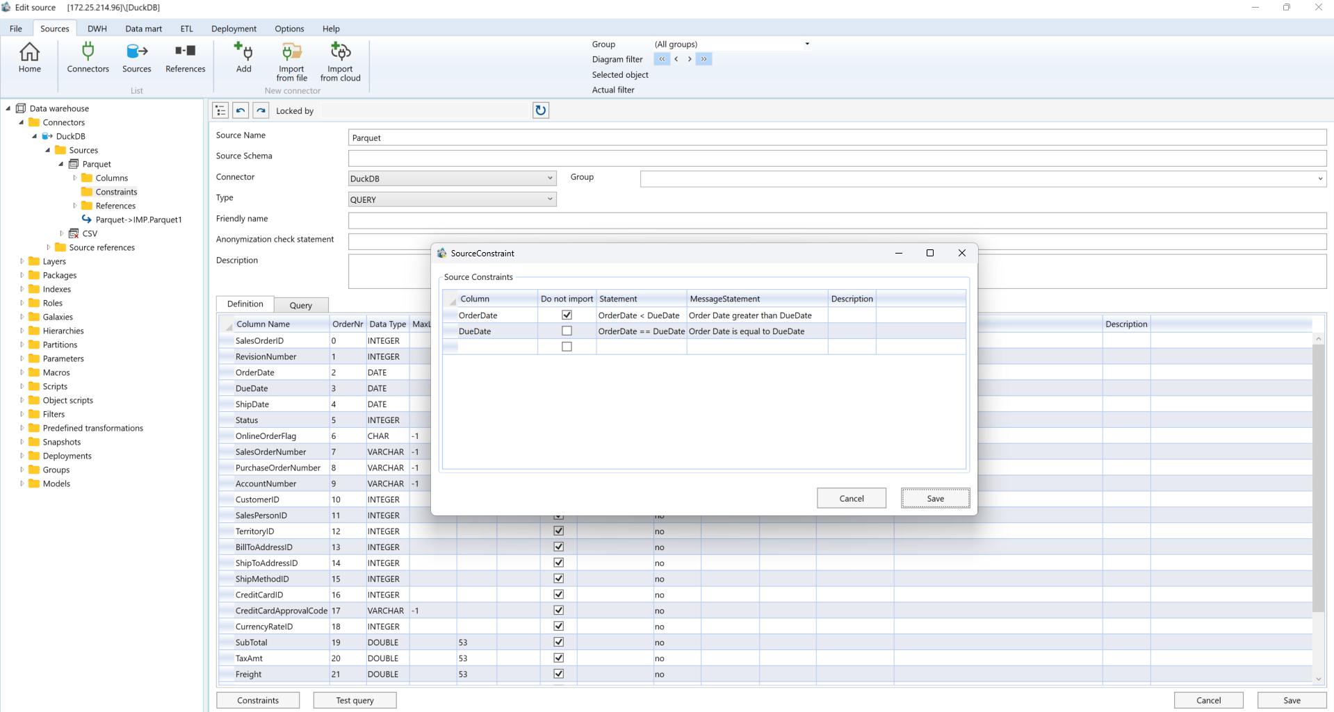 AnalyticsCreator Filtering Data Sources