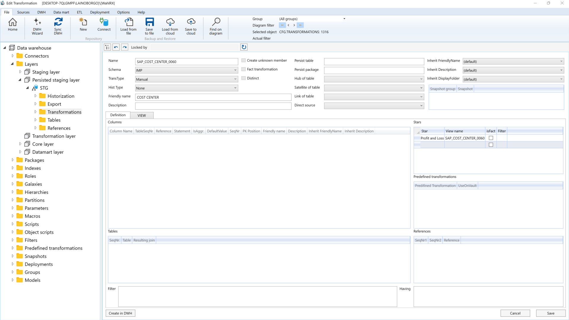 AnalyticsCreator Manual transformation
