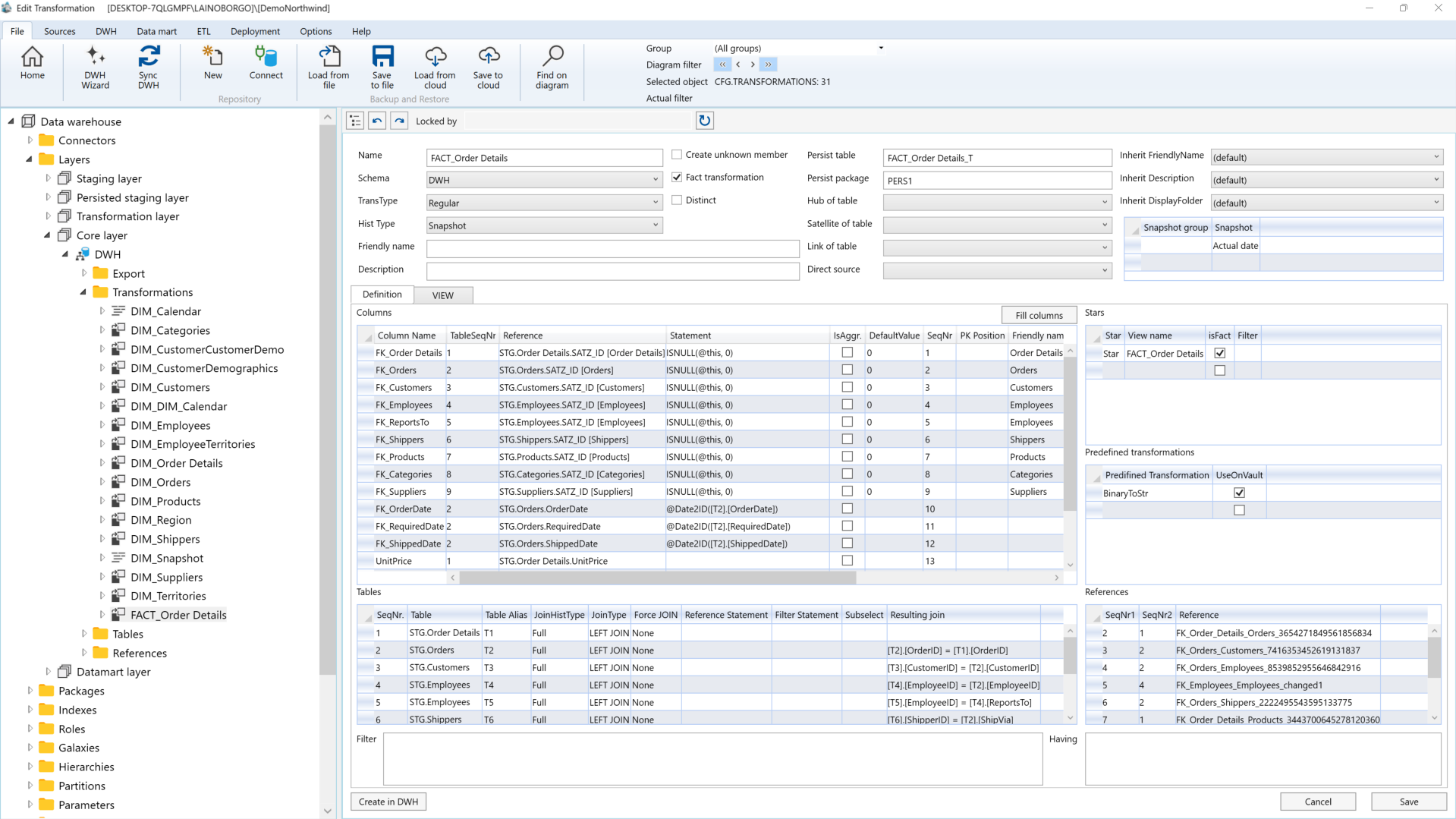 AnalyticsCreator Regular Transformation