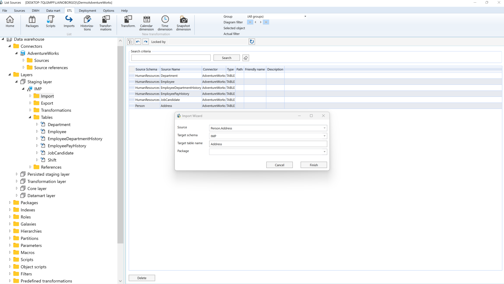 Import Wizard Window