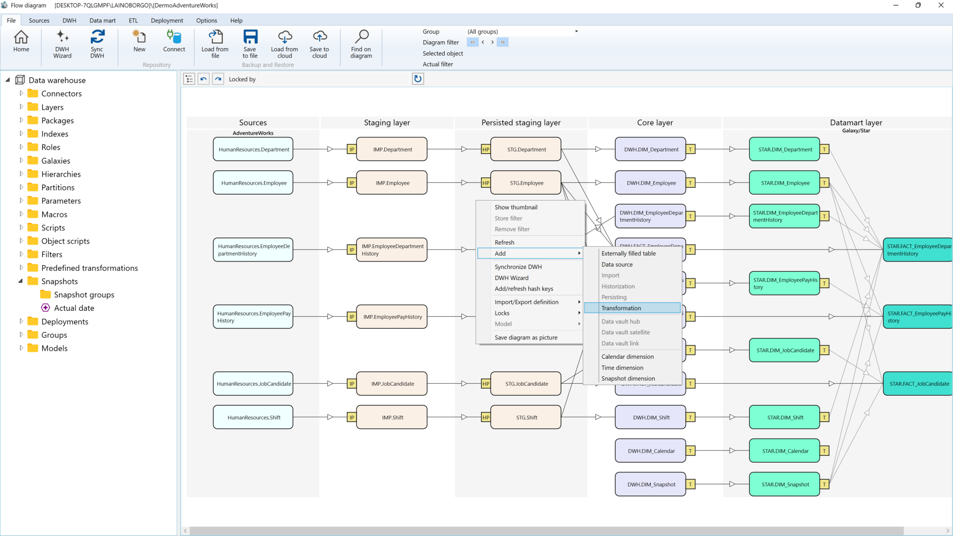 Transformation Wizard - Context Menu