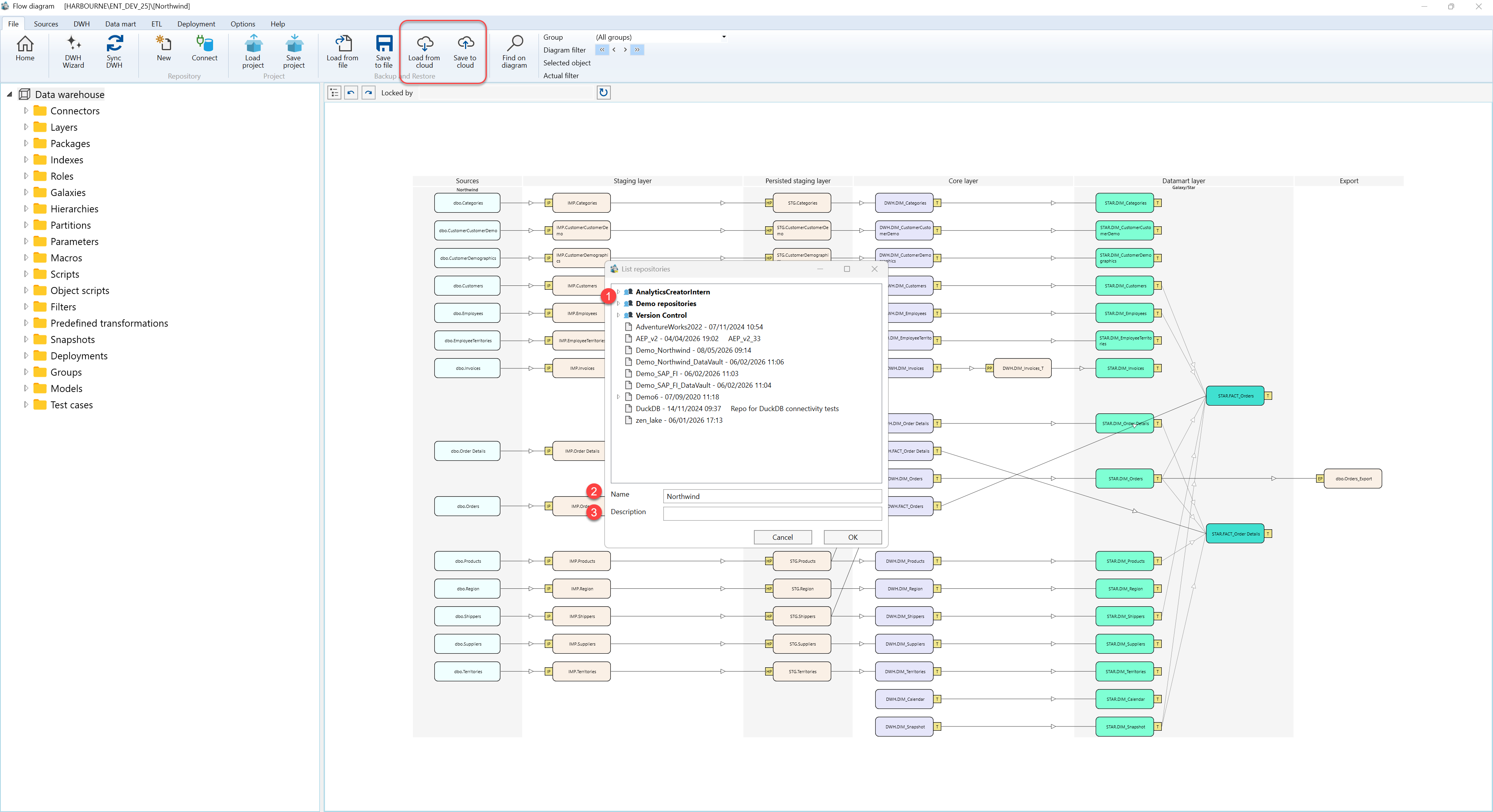 File ribbon cloud controls and the List repositories dialog