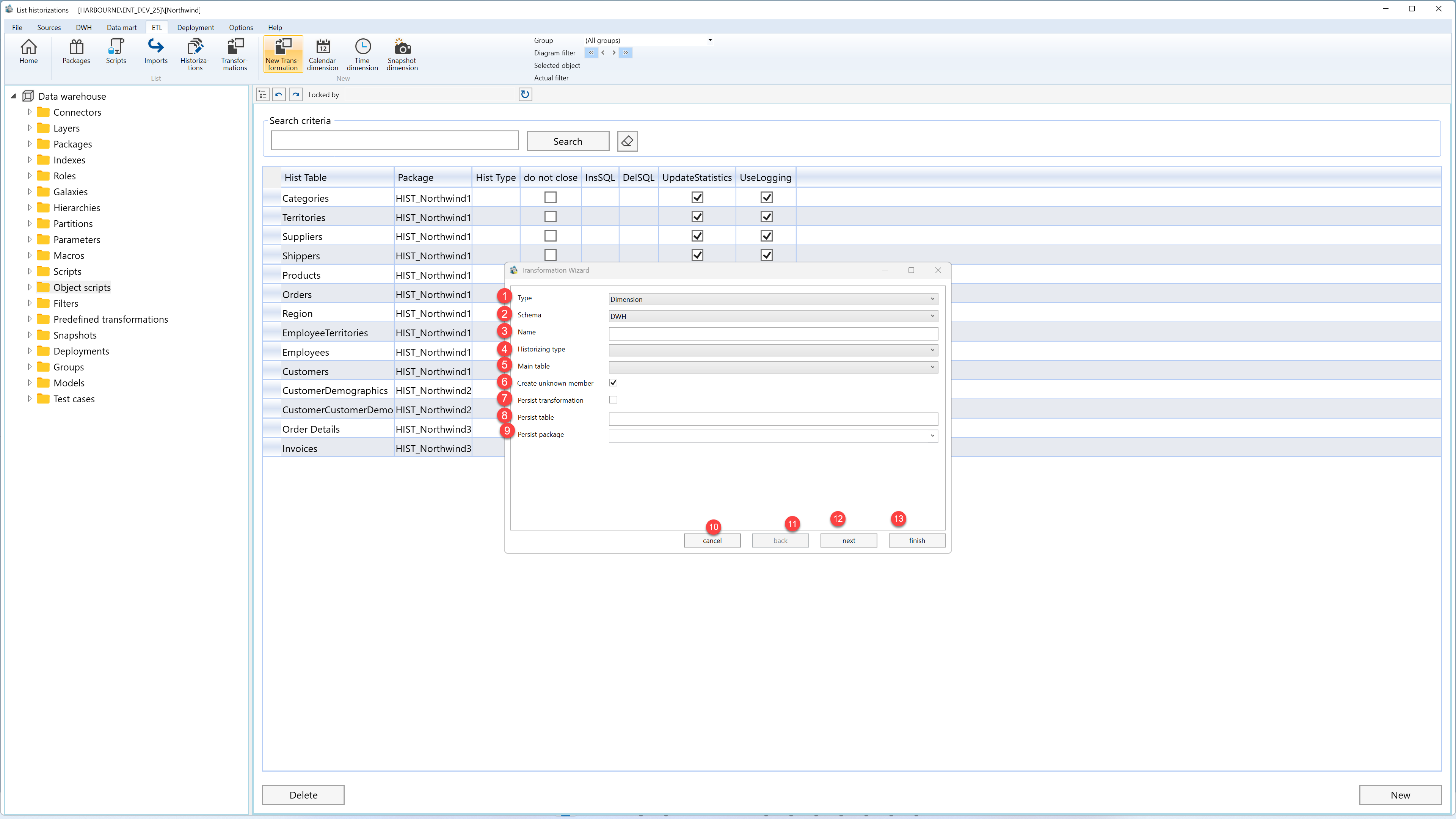 Create transformation screen overview